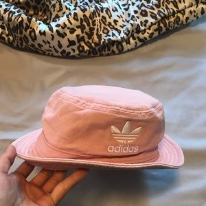baby pink adidas bucket hat